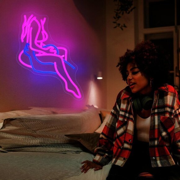 Lady Neon Sign Led Light Pink Preppy Girls Room USB Powered for Wall Decor - Picture 7 of 7